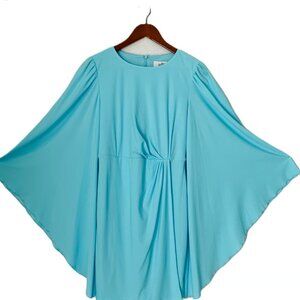 Belle Badgley Mischka Sky Blue Round Neck Long Sleeve Dress - Size 10